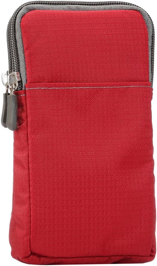 Shoulder Bag Pouch Cellphone Bag Nylon HuaForCity Waist Bag Purse with Two Compartments Shoulder Strap Phone Pocket Cross Body Bag for Men & Women Shoulder Bag Wallet 6 Inch Red