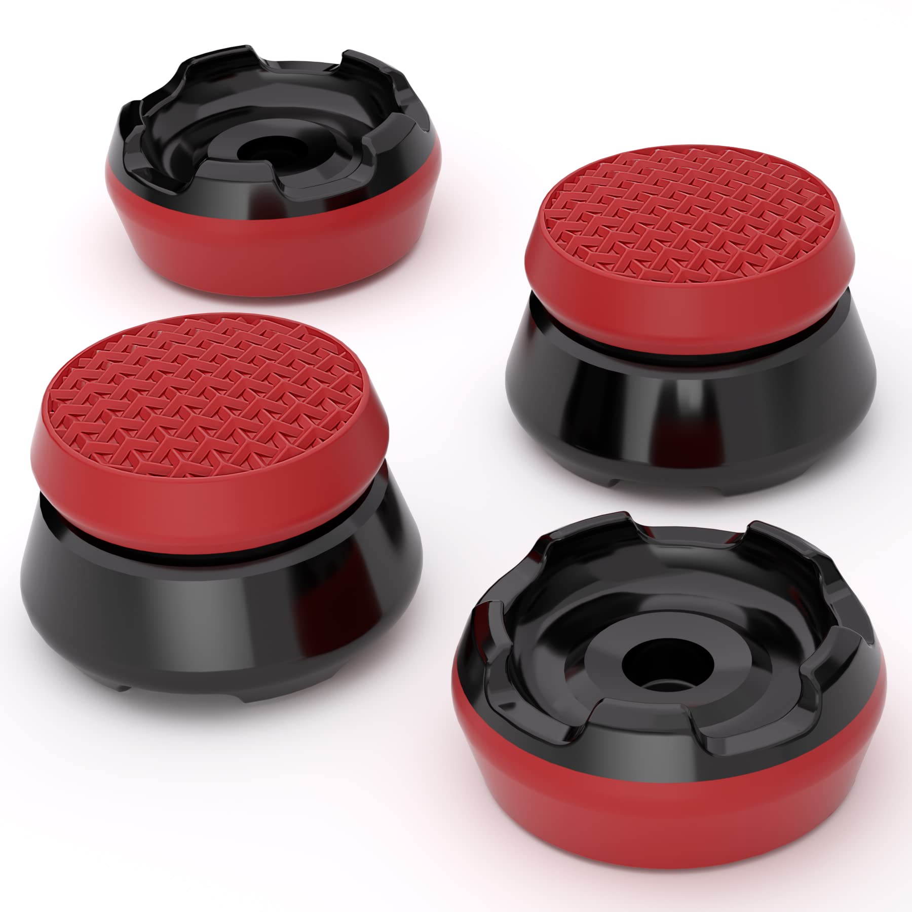 PlayVital Thumbs Pro ARMOR Thumbstick Extender for ps5 Controller, Joystick Caps Grip for ps5 Controller - 2 High Raise and 2 Mid Raise Dome - Scarlet Red & Black