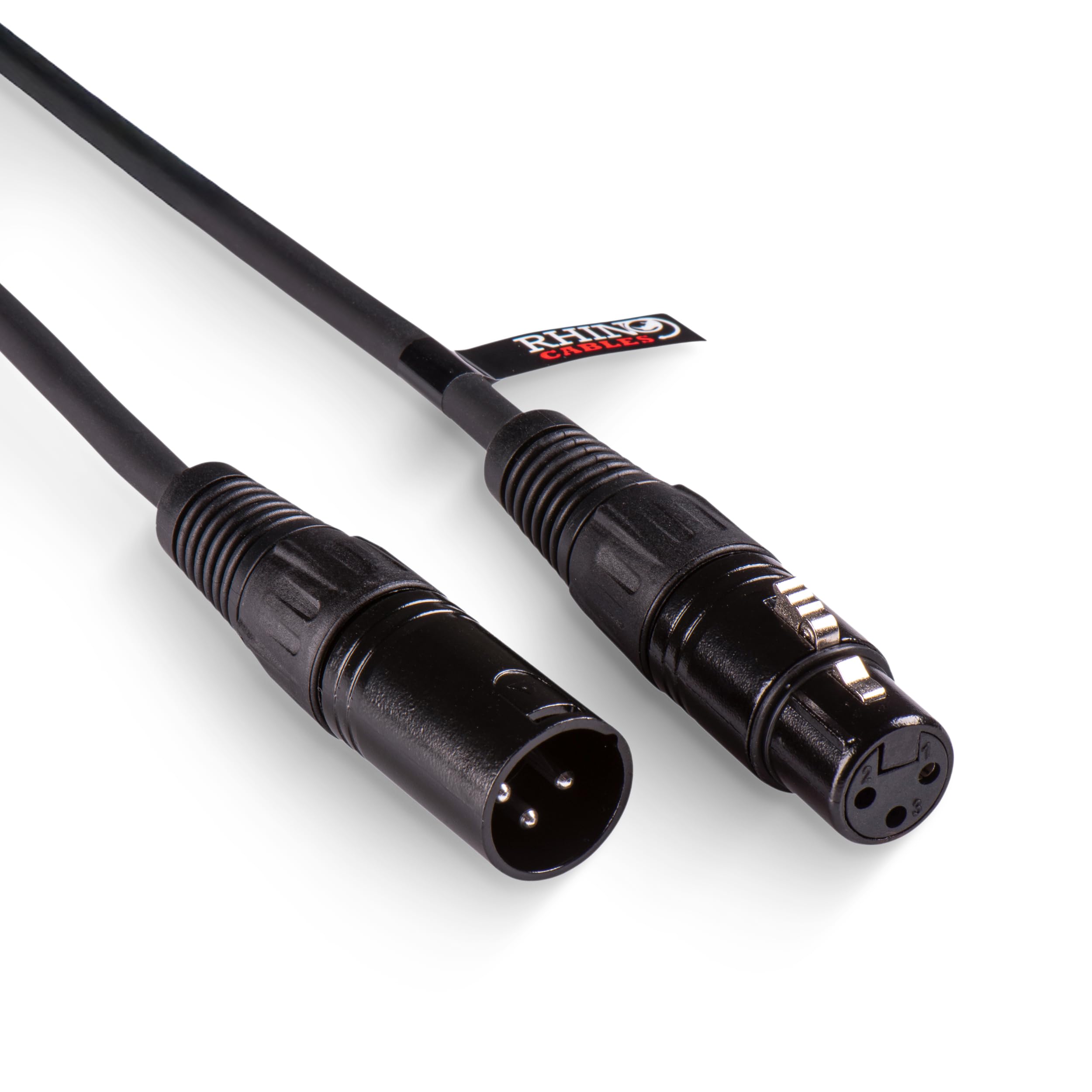 rhinocables Professional XLR Mic Lead – Balanced 3-Pin Male to Female Audio Cable with Two-Core Screening for Studio Recording, Live Shows, PA Systems & Desktop Speakers (3m)