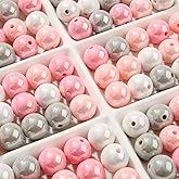 ANCADN 16mm Acrylic Beads 100pcs Chunk Bubblegum Bead Beads for Pens for Necklace Jewelry Bracelets DIY Crafts Making (graypink)