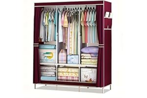 YUNXINDA Closet Wardrobe, Non-Woven Fabric Portable Closet for Bedroom, Clothes Storage Organizer 49.2x17.7x66.1 Inches (Burg