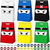 Chivertion 30 Pcs Ninja Gift Bags with Stickers Ninja Goody Gift Treat Bags for Birthday Themed Party Supplies