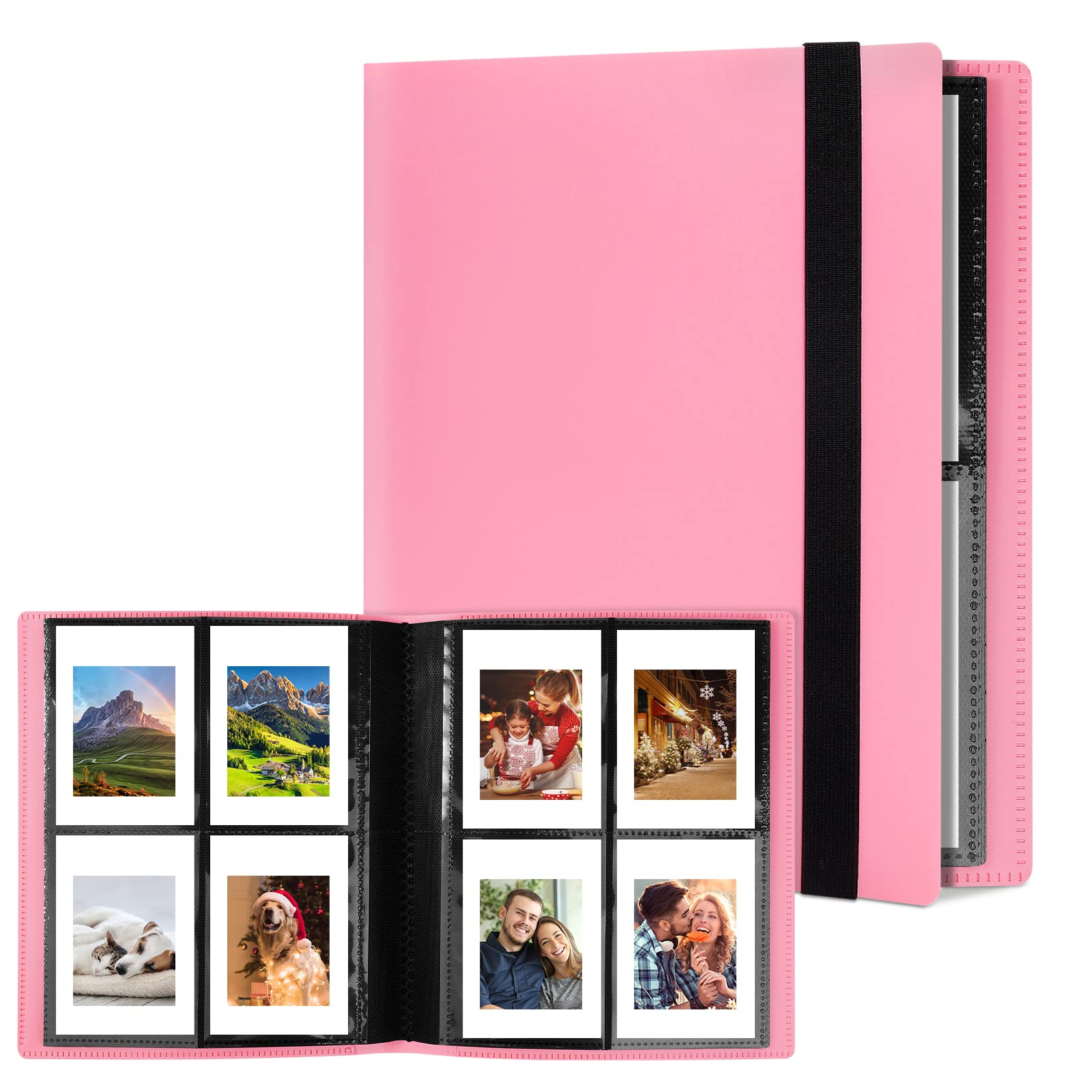 Flintronic Photo Albums, 160 Pocket Scrapbook Memory Book, 40 Pages Mini Film Album for Instax Mini, Zink & Sprocket Photo Paper - Pink