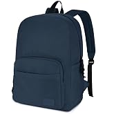 VASCHY School Backpacks, Lightweight Bookbag Schoolbag for Boys Girls Casual Basic Simple Daypack for Men Women Navy