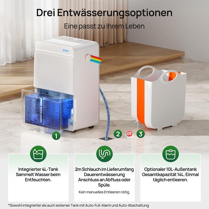 Luftentfeuchter 25L/Tag Luftentfeuchter Elektrisch Drei Betriebsmodi