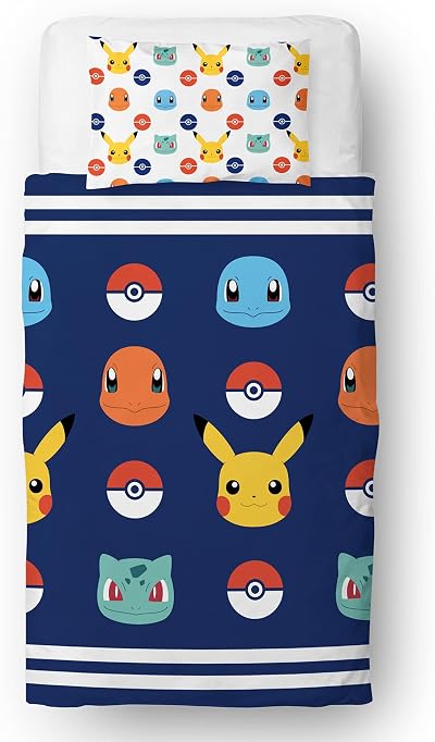 Pokemon Officially Licensed Pikachu Duvet Cover Set Single Bed 135x200