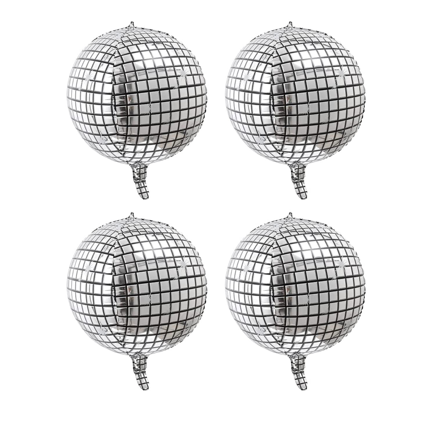 WANGCL 4 Pieces 22 Inch Disco Foil Balloons for Disco Fever Party Decoration 1970s Disco Party Decoration（Silver）