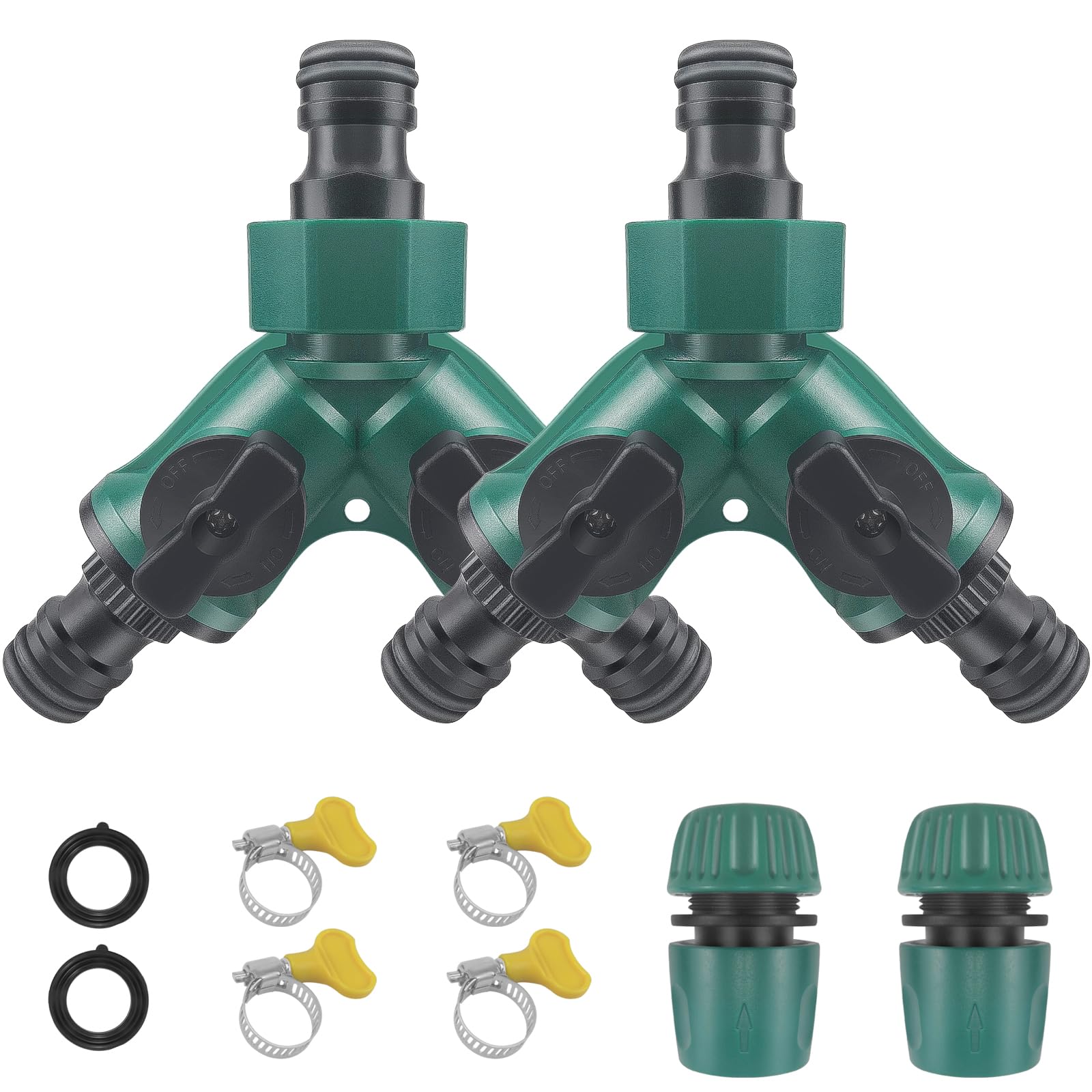 2 Pcs Garden Tap Connector, 2 Way Garden Water Pipe Connectors, Y Type Water Diverter Valve, Garden Hose Water Distributor, 2 Way Hose Pipe Connector, Garden Hose Y-Splitter for Faucet, Garden