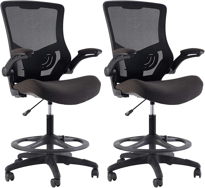 KLASIKA Tall Mesh Ergonomic Drafting Chair with Flipup