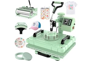 Slendor 5 in 1 Heat Press Machine 12x15 inch Sublimation Heat Press 360° Swing Away Heat Transfer Digital T-Shirt Pressing with 30OZ 20OZ Tumbler Press, Multifunction Combo for Hat Cap Plate