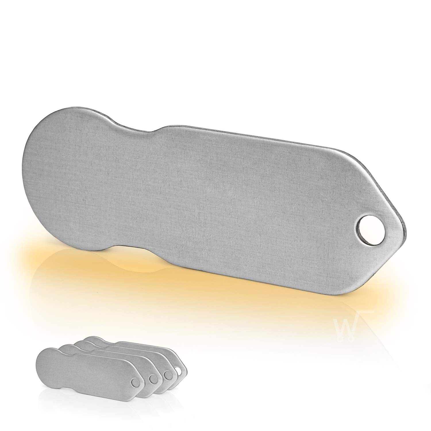 Code24 Shopping Trolley Release Key Blank - Practical Shopping Trolley Token Keyring Pendant with Simple Silver Design & Key Finder Pendant incl. Registration Code for Key Finder Service, Set of 5