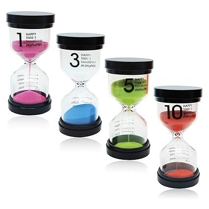 The Twiddlers Packung mit 4 Sanduhren Eieruhren mit verschiedenen Zeiteinstellungen - 4 Uhren - Perfekt für zu Hause - Klasse