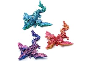 DXLDFKS 3 PCS 3D Printed Dragon with Wings, 3D Dragon 9" Articulated Winged Dragon for Home Office Decor Executive Desk Toys