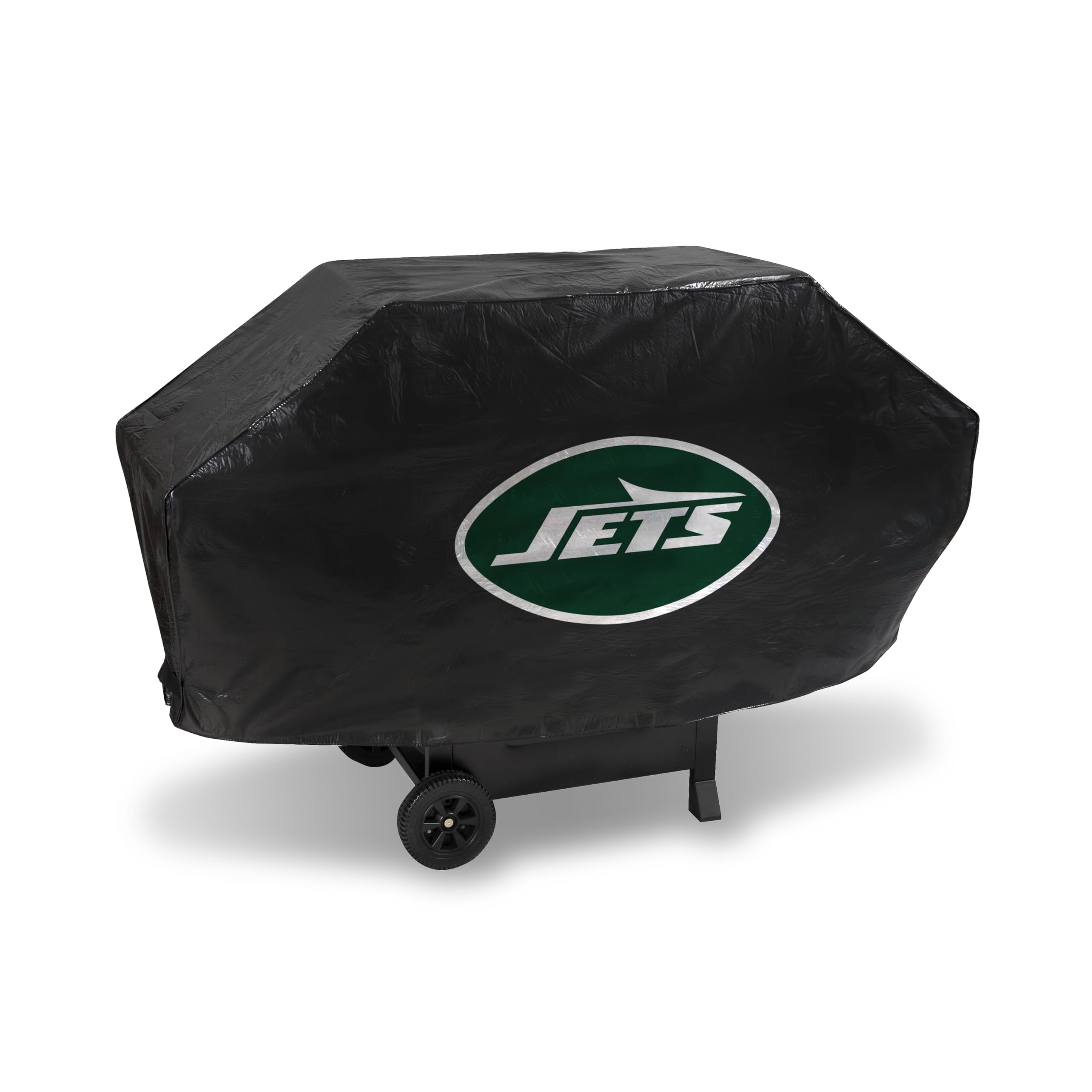 Rico Industries NFL Football New York Jets Deluxe Vinyl Grill Cover - 68" Wide/Heavy Duty/Hook and Loop Straps Image