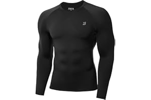Roadbox Mens Compression Shirt, Cool Dry Long Sleeve Workout Shirts, Running Athletic Football Gym Base Layer Tops UPF 50+