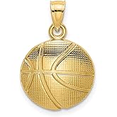 14k Yellow Gold Basketball Pendant Necklace for Men or Unisex, Real Gold Sports Charm with Detail, Athletic Pendant Jewelry for Everyday Wear, Team Symbol for Players and Fans 13 mm x 13 mm