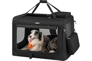 Feandrea Dog Crate, Collapsible Pet Carrier, XL, Portable Soft Dog Crate, Oxford Fabric, Mesh, Metal Frame, with Handle, Stor