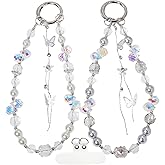 ANROFA Beaded Phone Wrist Strap,Crystal Keychain Wristlet,Camera Strap Wrist,Cute Phone Chain Wristlet Purse Bag Charms