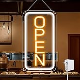 inShareplus 16"x 9" Super Bright Open Sign,12V LED Neon Open Signs for Business for Window, with ON/OFF Switch, Electric Light up Signs for Stores, Restaurants Retail Shops (Yellow-White-Vertical)