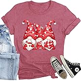 CQF Women Valentines Day Shirts Cute Gnome Love Heart T-Shirt Casual Lover Wife Day Tee Tops
