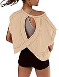 Kumufenc Womens Oversized Tshirts Open Back Batwing