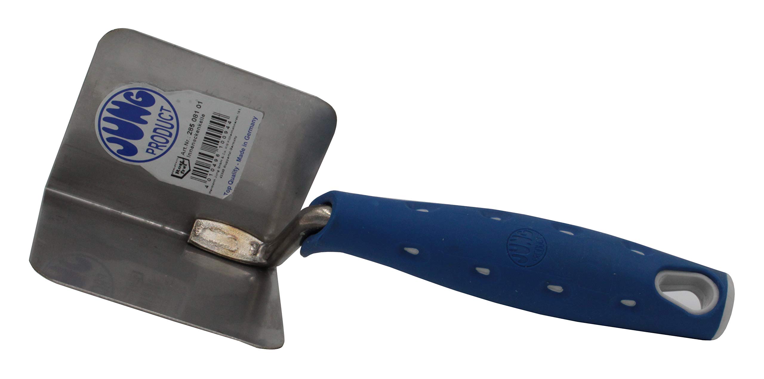 Jung Henkelmann 28508101 Inner Corner Trowel (Stainless Steel, Soft Grip, 90° Angle, Dimensions 80 x 60)