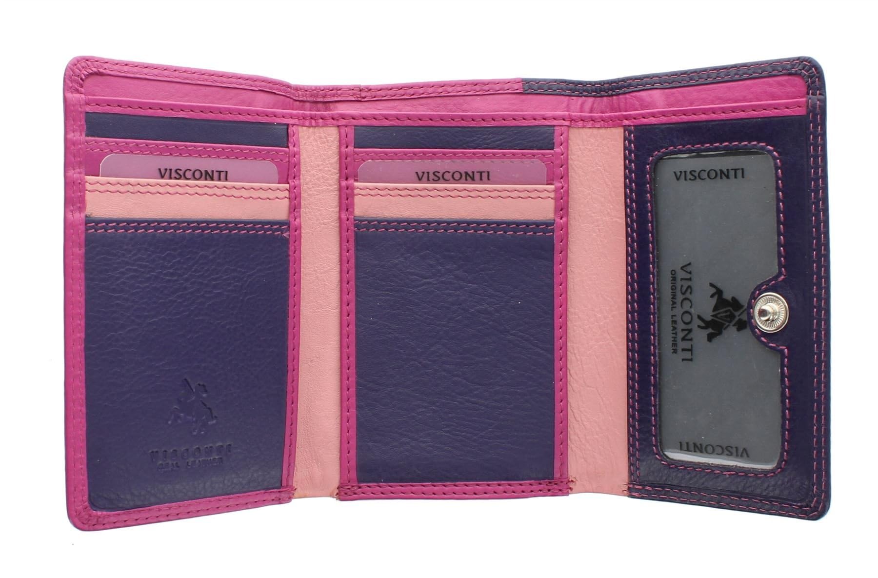 VISCONTI Rainbow Collection Leather Biola Purse RFID Blocking RB39 Berry Multi