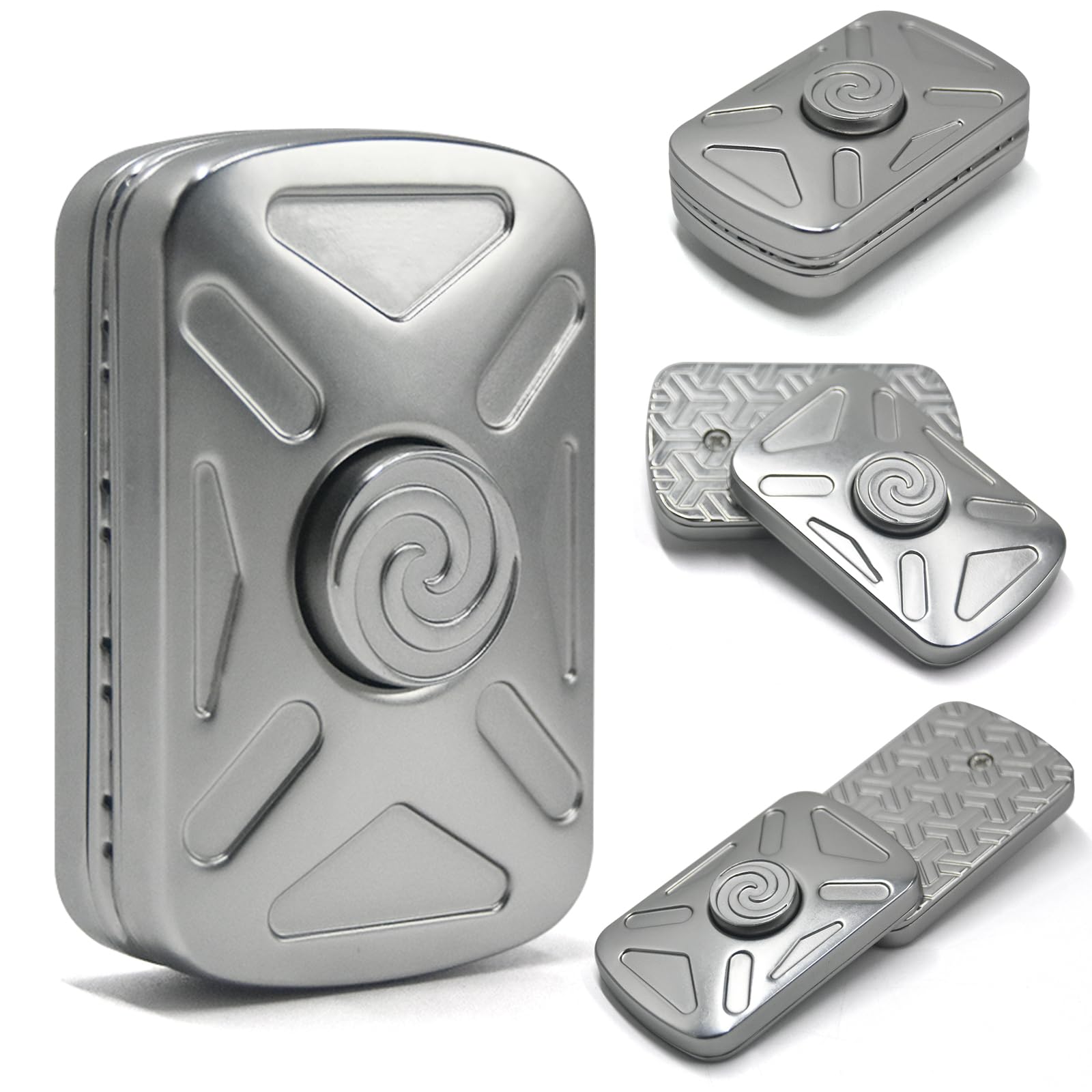 2-in-1 Magnetic Fidget Toys for Adults, Vortex Metal Fidget Spinner & Fidget Slider, EDC Portable Pocket Gadget for Stress Relief, Anxiety & Focus, Gift for Men & Women (Silver)