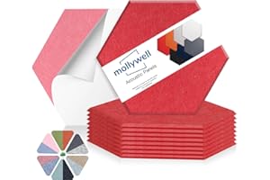 Mollywell High Density Acoustic Panel - Self Adhesive Hexagonal Sound Proof Foam Wall Panels - 14"X12"X0.4" Sound Dampening S