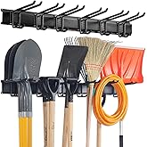 Aking Ace Garage Tool Organizer Wall Mount - Heavy Duty 48" Storage Rack with 6 Adjustable Hooks, Holds 350lbs, Garden Tool Hanger for Shed Organization