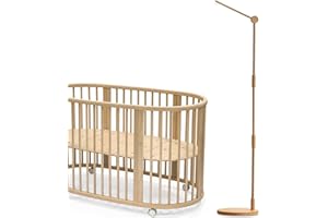 Lanttoe Wooden Floor-Standing Crib Mobile Arm Pro 61 Inches for Baby Nursery-Movable Baby Mobile Hanger with Strong Anti-Dumping Attachment-100% Natural Beech Wood-Thicker Wooden Pole-UpgradeThickened