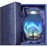 M MEILINXU Blue Tree of Life Urn, Small Urn, Keepsake Urns for Human Ashes | Small Urn for Ashes for Women and Men, Mini Keepsake for Family Sharing, Gifting, Flowers, Travel or Remembrance at Home