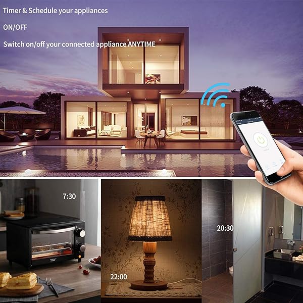 Oluote Enchufe inteligente Wifi Mini Smart Outlets Compatibles con Alexa y Google Assistant Control de Voz Control Remoto y Temporizador Soporte para AndroidIOS Enchufe 2 en 1