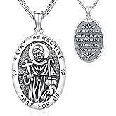 LOOVE Saint Necklace S925 Sterling Silver Patron St Amulet Medal Protection Pendant Jewelry for Men Women