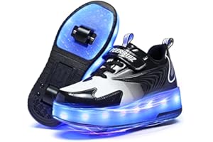 Yogeeft Roller Shoes for Boys & Girls, Rechargeable Light-Up Shoes with Retractable Wheels - Ideal Gift for Christmas & Birth