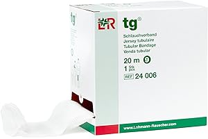 Sammons Preston lohmann & Rauscher tg Tubular Bandage, Seamless Knit Stockinette Wrap for Lymphedema Compression Bandaging, Lightweight Breathable Washable 67% Cotton, 33% Viscose, Size 9, 20 m Roll