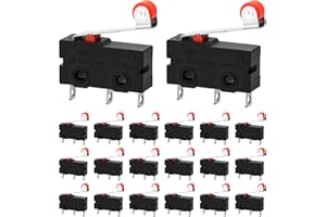 RANSANX 20PCS Micro Limit Switch KW12-3, AC 250V 5A SPDT 1NO 1NC Snap Action Switch with Roller Lever Arm, Miniature Microswitch for 3D Printer, CNC, Microwave Oven and DIY Projects