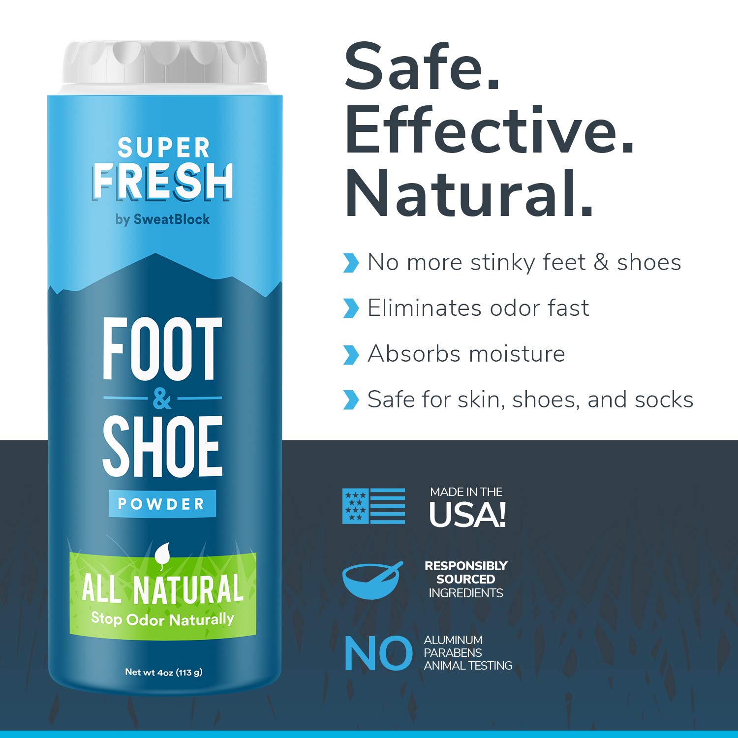 Natural Odor Eliminator Foot Powder & Shoe Deodorizer - Stop Stinky Feet & Shoe Odor. Super Fresh Foot and Shoe Powder by SweatBlock : Beauty
