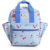 Itzy Ritzy Toddler Backpack - Daycare Bag - Features Adjustable Shoulder Straps, 2 Side Pockets & Spacious Interior with Wipeable Fabric Lining & Name Label, Cherry