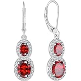 TIMFROZ 925 Sterling Silver 5A Cubic Zirconia Birthstone Infinity Dangle Drop Earrings Leverback Earrings for Women Anniversary Mother's Day Birthday Christmas for Her