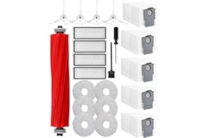 iRobacc 22 PCS Vacuum Accessories for Roborock Qrevo S, Qrevo Pro, Qrevo MaxV Cleaner Robot,1 Main Roller Brush,4 Side Brushes,6 Mop Cloth Pads,5 Vacuum Dust Bags,4 Hepa Filters,1 Cleaning Brush