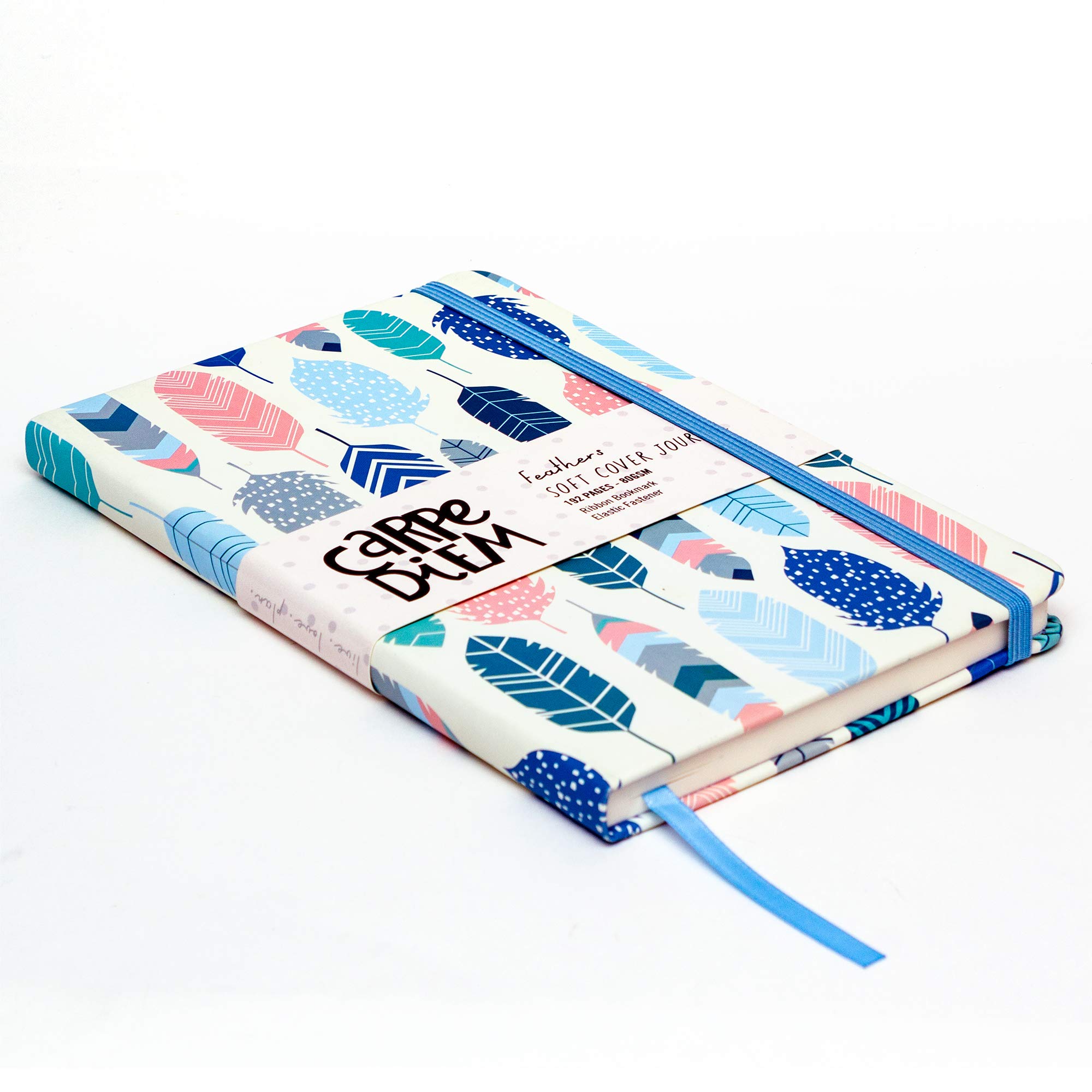 Pukka Pad, Carpe Diem Soft Cover Journal - College Ruled Notebook - 8.38 x 5.25 Inches, Feathers