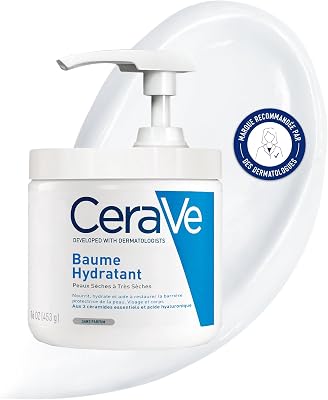 Baume Hydratant Visage & Corps, Hydratation 48H, Technologie MVE + 3 Céramides + Acide Hyaluronique, Approuvé Association Française de l'Eczéma, Sans Parfum, Peaux Sèches, 454 g
