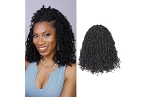 Toyotress Yanky Twist Crochet Hair - 14 Inch 8 Packs (30 Strands/Pcs) Fluffy Spring Mini Twist Short Bob Passion Twist, Natural Black Pre-Looped Crochet Braids Braiding Hair (14 Inch, 1B-8P)