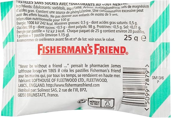 Fishermans Friend 24 Sachets Menthe Sans Sucres de 25g: Amazon.es: Alimentación y bebidas