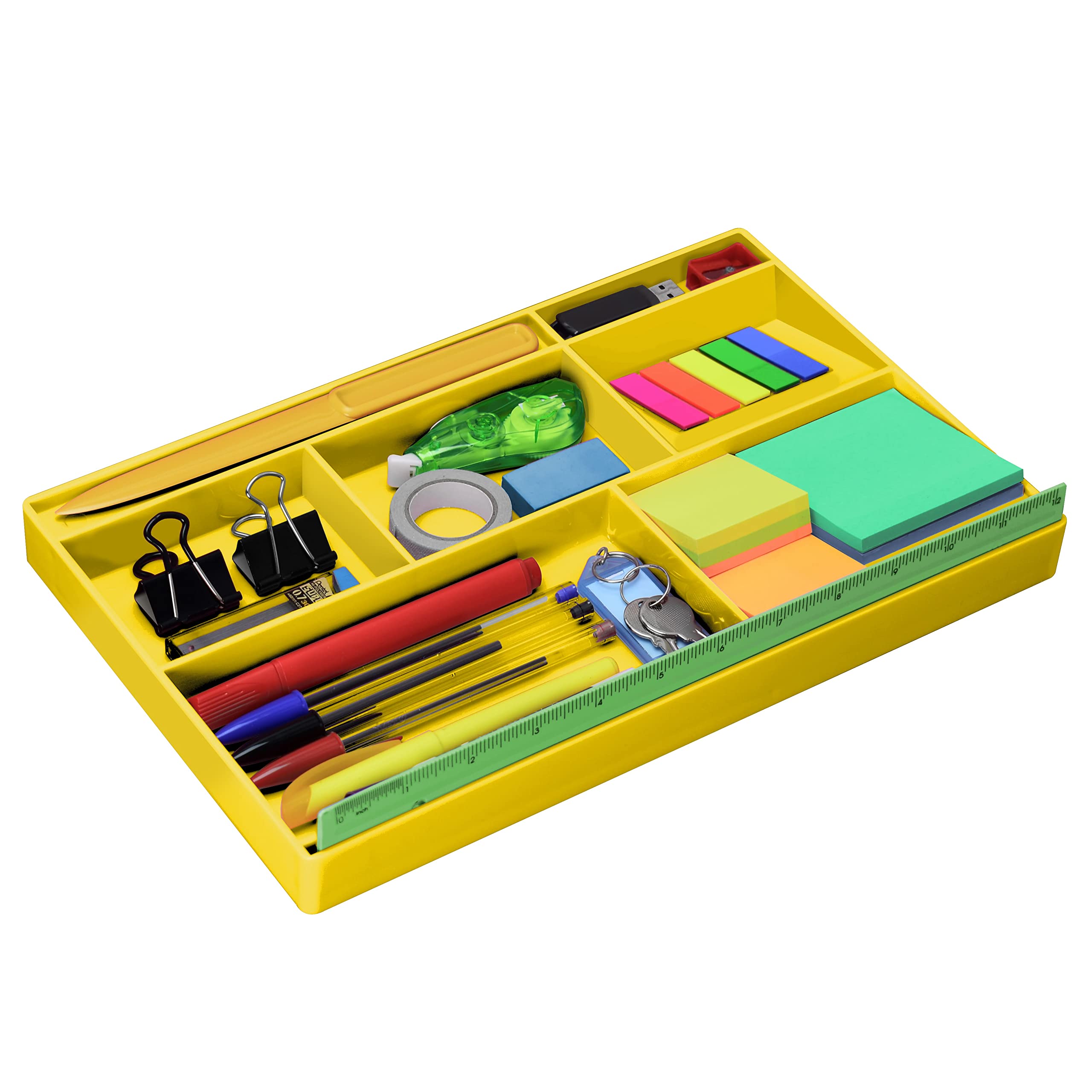 Acrimet Desk Drawer Organizer Tray with 8 compartments Bin Multi-Purpose for Desk Supplies and Accessories (Plastic) (Yellow Color)