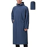UIQUR Men's Long Rain Jacket Windbreaker Waterproof Lightweight Packable Running Hiking Cycling Golf Rain Coat with Hood