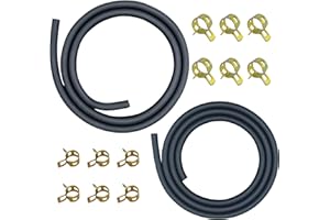 Strongthium 3/16 & 1/4 Gas Fuel Line Hose Set 2 Size Rubber Gas Tube with 12 Pcs Clamps for Lawn Mowers ATV Go-carts Mini Bik