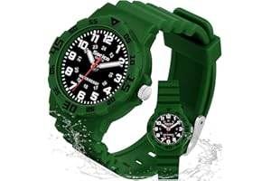 SOCICO Children Analog Watch Waterproof Time Teaching Easy to Read for Ages 4-12 Kids Boys Girls Watch Soft Band Wrist Watch 