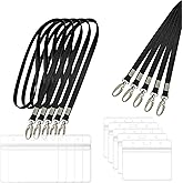 50 Set Lanyards with Clear Name Tags Badge ID Card Holders, Durable Cruise Lanyards Waterproof Extra Thick Plastic Horizontal ID Card Holder for Work Business Church (50, Black)